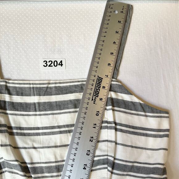 LOFT Outlet Women KneeLength Dress size M White Gray Striped Sleeveless A-line - Picture 5 of 12